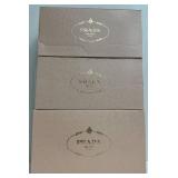 Prada Boxes (Lot of 3) - Decor/Repurpose Boxes, Sizes 12 in x 6 in x 4.25 in & 12 in x 7 in x 4.5 in