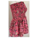 Charina Sarte Pink Floral Strapless Cotton Top - Size S, Designed in Paris