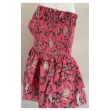 Charina Sarte Pink Floral Strapless Cotton Top - Size S, Designed in Paris