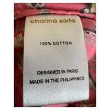 Charina Sarte Pink Floral Strapless Cotton Top - Size S, Designed in Paris