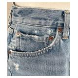 AGOLDE Parker Long Denim Shorts - Light Wash, Size 26, Distressed, 5-Pocket