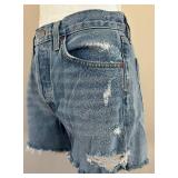 AGOLDE Parker Long Denim Shorts - Light Wash, Size 26, Distressed, 5-Pocket