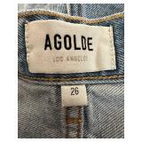 AGOLDE Parker Long Denim Shorts - Light Wash, Size 26, Distressed, 5-Pocket