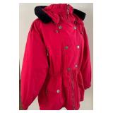 Vintage Parka Red with Black Faux Fur Trimmed Hood