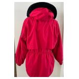 Vintage Parka Red with Black Faux Fur Trimmed Hood