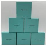 Tiffany & Co. Gift Boxes (Lot of 6) - Teal Empty Jewelry Boxes, Base 2 7/8 in, Lid 3 in