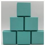 Tiffany & Co. Gift Boxes (Lot of 6) - Teal Empty Jewelry Boxes, Base 2 7/8 in, Lid 3 in