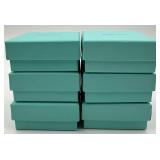 Tiffany & Co. Gift Boxes (Lot of 6) - Teal Empty Jewelry Boxes, Base 2 7/8 in, Lid 3 in