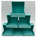 Tiffany & Co. Gift Boxes (Lot of 6) - Teal Empty Jewelry Boxes, Base 2 7/8 in, Lid 3 in