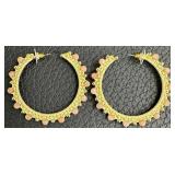 Everything But The Water Frill Hoop Earrings - Beige - 2 1/4 in Diameter
