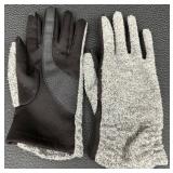 Nordstrom Brown Leather Gloves Size 9 & Grey/Black Knit-Lined Gloves Size L (Lot of 2)