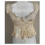 for Love & Lemons Satin Lace Corset Top - Ivory - Size S