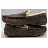 UGG Australia Slippers - Ascot Brown Tweed Fabric, Shearling Lined, US 12