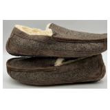 UGG Australia Slippers - Ascot Brown Tweed Fabric, Shearling Lined, US 12