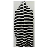 ZARA Scarf - Black & Creme Striped, 17 1/2 in W x 79 in L