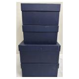 Oscar de la Renta Boxes (Lot of 4) - Empty Navy Blue Decorative Boxes - For Decor or Repurposing!
