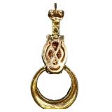 Vintage 14K Gold Panther Door Knocker Earrings with Diamond Accents & Emerald Eyes