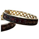 14K Gold Garnet Hoop Earrings