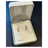 14K Gold Cubic Zirconia Drop Earrings - 3-Stone Dangle Pair
