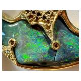 18K Gold Opal Pendant Necklace - Cracked Opal Center