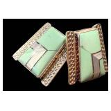 J. King Desert Rose Trading Sterling Silver Earrings - Green Turquoise Mine Finds (Vintage)