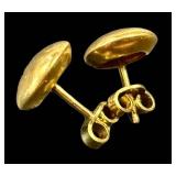 18K Italian Gold Ball Stud Earrings - Pair
