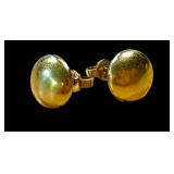 18K Italian Gold Ball Stud Earrings - Pair