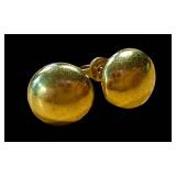 18K Italian Gold Ball Stud Earrings - Pair