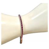 14K Gold Rainbow Gem Tennis Bracelet - 7 Inch