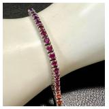 14K Gold Rainbow Gem Tennis Bracelet - 7 Inch