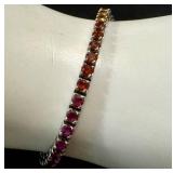 14K Gold Rainbow Gem Tennis Bracelet - 7 Inch