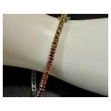 14K Gold Rainbow Gem Tennis Bracelet - 7 Inch