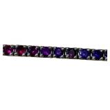14K Gold Rainbow Gem Tennis Bracelet - 7 Inch