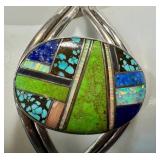 Spencer Sterling Inlaid Bracelet - Turquoise, Lapis Lazuli & Malachite Mosaic