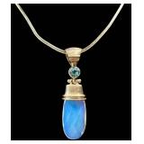 Moonstone & Topaz Pendant in Sterling Silver - 2-Inch Drop