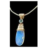Moonstone & Topaz Pendant in Sterling Silver - 2-Inch Drop