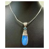 Moonstone & Topaz Pendant in Sterling Silver - 2-Inch Drop