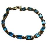 Blue Topaz and 14K Gold Bracelet