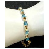 Blue Topaz and 14K Gold Bracelet