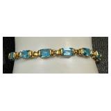 Blue Topaz and 14K Gold Bracelet