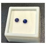 Blue YAG Round Cut Gemstones Pair