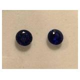 Blue YAG Round Cut Gemstones Pair
