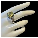 HSN 8 Carat Lemon Quartz Sterling Cocktail Ring - Size 9