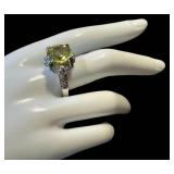 HSN 8 Carat Lemon Quartz Sterling Cocktail Ring - Size 9