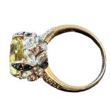 HSN 8 Carat Lemon Quartz Sterling Cocktail Ring - Size 9