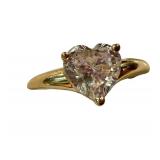 14K Gold Ring with Cubic Zirconia Center Stone & CZ Accents - Size 8.25