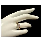 14K Gold Ring with Cubic Zirconia Center Stone & CZ Accents - Size 8.25