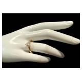 14K Gold Ring with Cubic Zirconia Center Stone & CZ Accents - Size 8.25