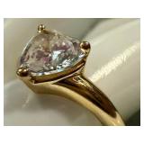 14K Gold Ring with Cubic Zirconia Center Stone & CZ Accents - Size 8.25