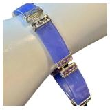Vintage Purple Jade & Sterling Silver Bracelet, 7 Inches
